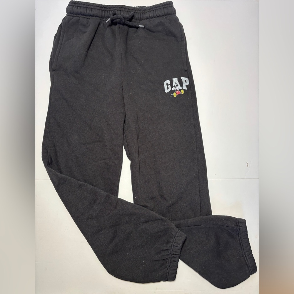 Gap × Disney Relaxed Logo Pull-On Joggers Sweatpants Black Cozy Kids Size M